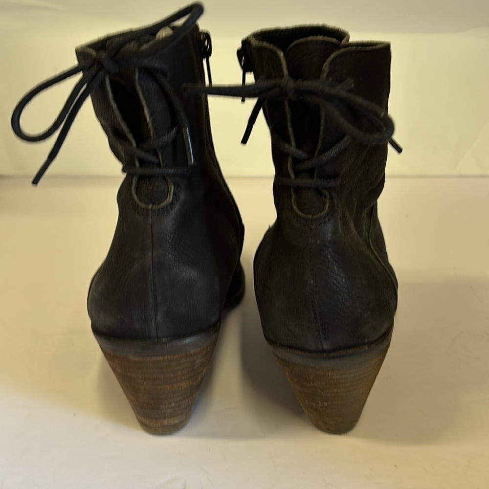 Lucky Brand Jalie Black Suede Ankle Lace Up Healed Bootie - Picture 6 of 12